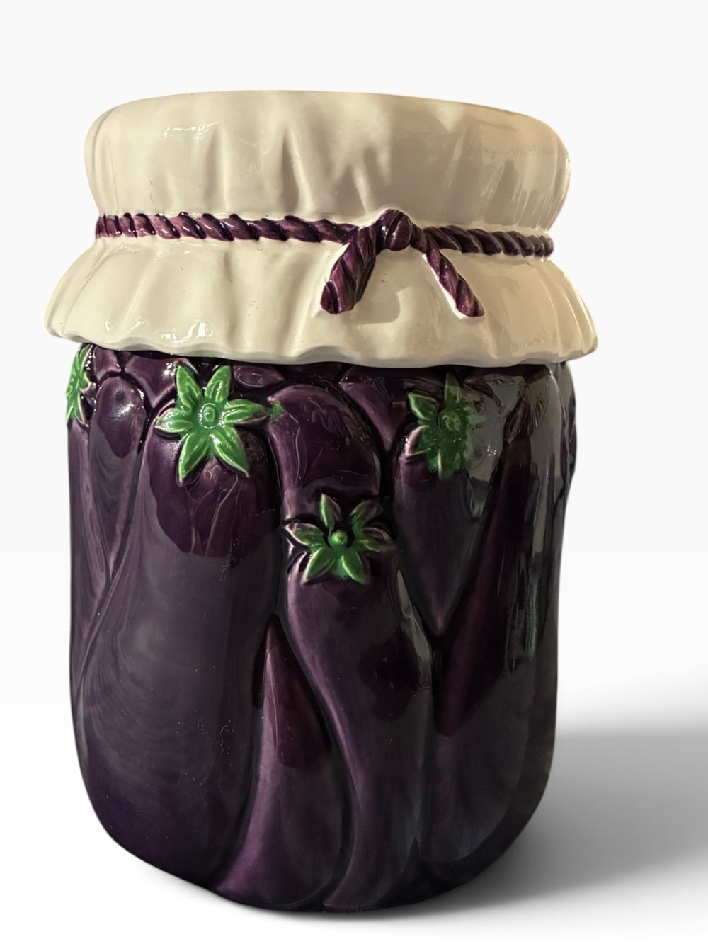 Japanese Eggplant ceramic Jar with Lid